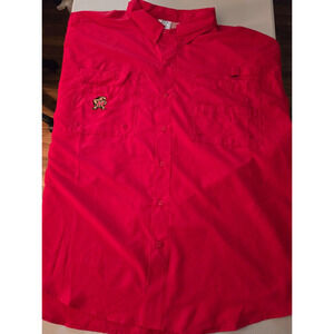 ProEdge Men's Maryland Terrapins Short Sleeve‎ 3XL Button-Down Shirt Red UPF 50+